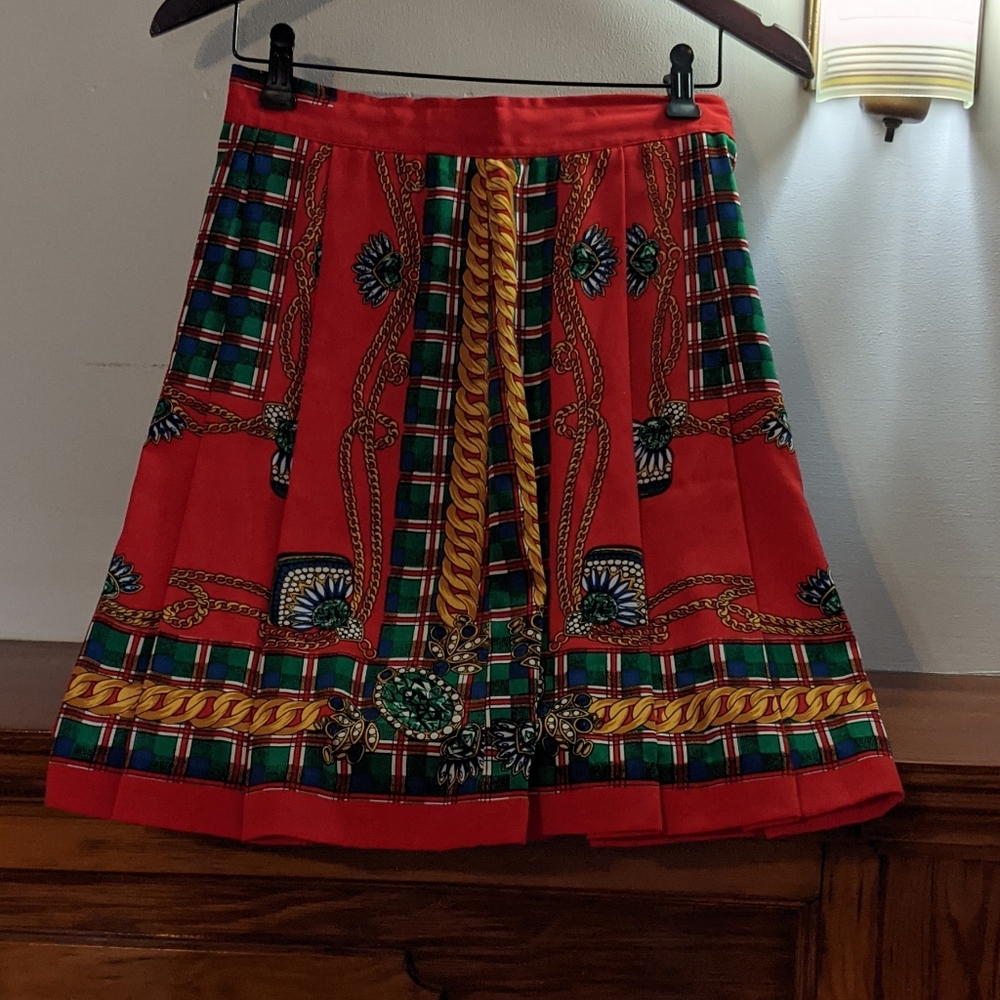 Vibrant Red Patterned Women's Skirt
